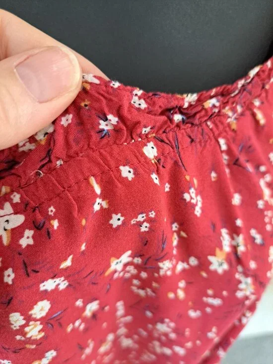 Natural Life Floral Red Tiered Sundress Adjustable Ruffled Flowy Rayon Medium - Picture 3 of 10